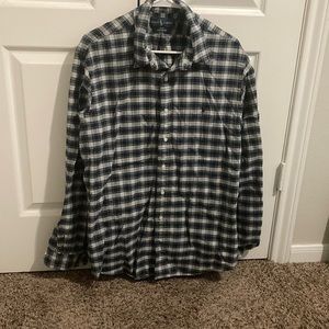 ralph lauren, xl, long sleeve, button down, green, plaid, cotton, custom fit